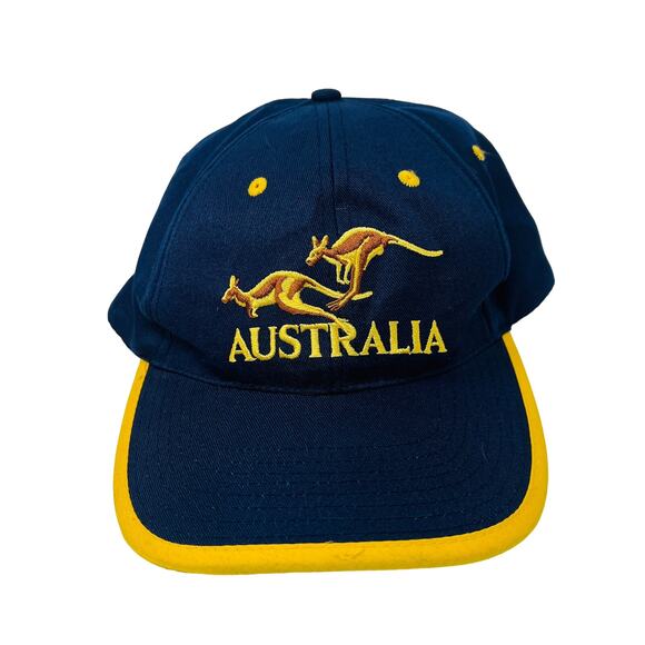 Australia Kangaroo Snapback Navy Gold Lightweight Casual Hat Cap - Picture 1 of 4